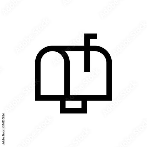 Linear mailbox icon. Isolated on white. Vector illustration