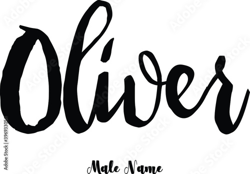 Oliver -Male Name Cursive Calligraphy Text on White Background