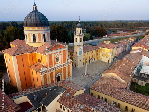 Aerial view of Boretto town, italy 