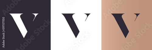 V letter logo template. Minimalistic monogram. Personal logo. Vector design.