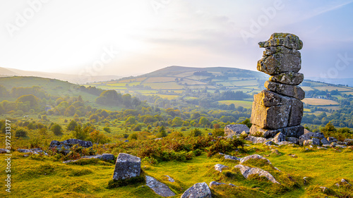 A view of Bowerman's nose in Dartmoor National Park, a vast moorland in the county of Devon, in southwest England