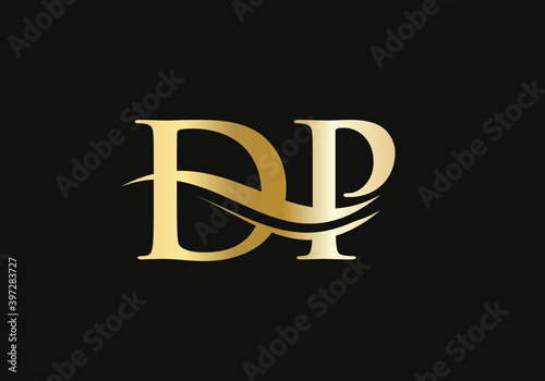 Water Wave DP Logo Vector. Swoosh Letter DP Logo Design for business and company identity.