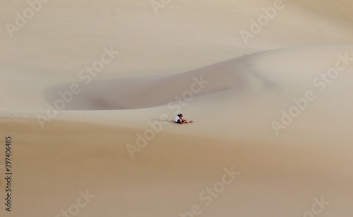 Aerial view of the sand dunes of Gobi desert, Mongolia 