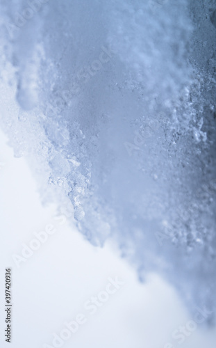 Melting ice surface close up