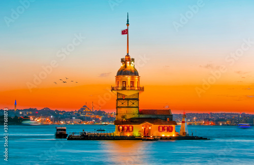 Maiden's Tower in istanbul, Turkey (KIZ KULESI - USKUDAR)