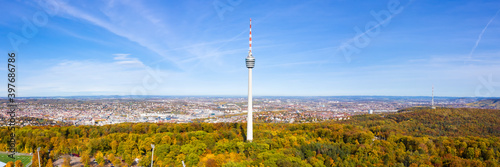 Stuttgart tv tower skyline aerial photo view town architecture panorama
