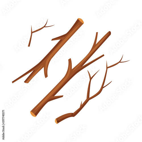 Tree Branch as Raw Material for Woodworking Industry Vector Illustration