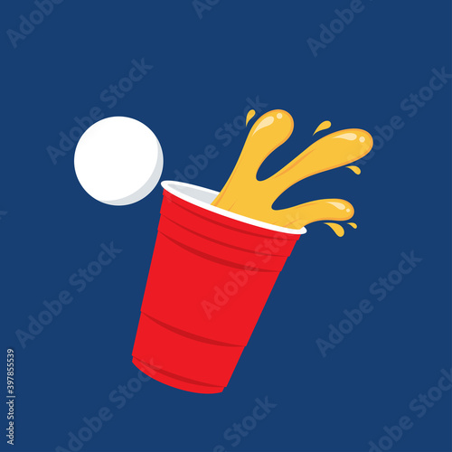 Red beer cup. Cup vector. symbol. free space for text. wallpaper.