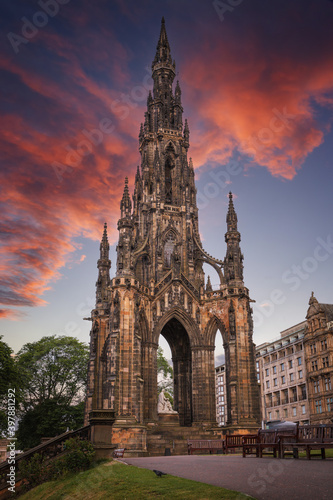 Monument to writer Walter Scott in Edinburgh, UK