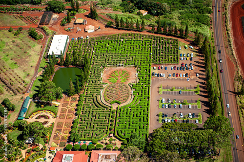 Aerial View of Dole Plantation Maze Visitor Center Oahu Hawaii