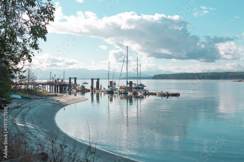 View of the docks at Mansons Landing on Cortes Island BC