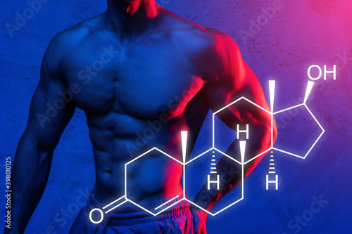 Muscular male torso and testosterone formula