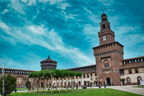 The magnificent Sforza Castle , Castello Sforzesco in Milan