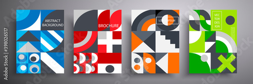Set of vector covers. Retro design. Colored abstract geometric compositions for covers, posters, flyers, magazines.