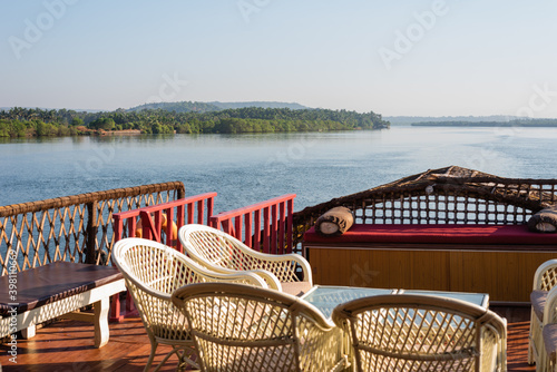 Landscape and Interiors from a boathouse drive in Charpora Goa. Exotic tourism in Goa.