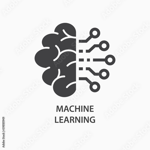 Machine learning icon. Artificial intelligence, smart machine logo template. Vector illustration.