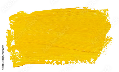 Vector paint brush stroke texture isolated on white - yellow acrylic element for Your design