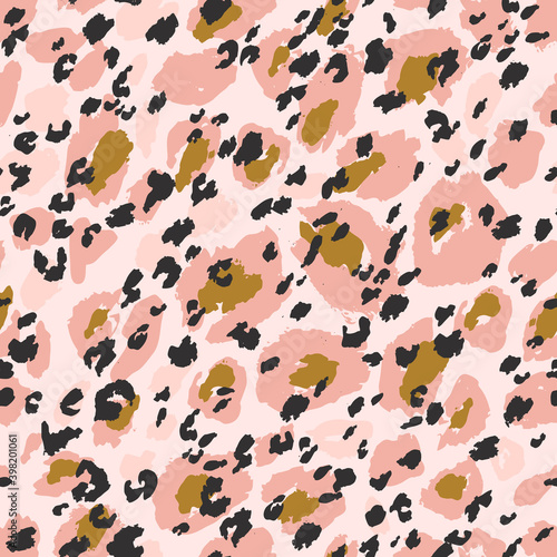 Animal print skin seamless pattern. Leopard`s spotted fur imitation