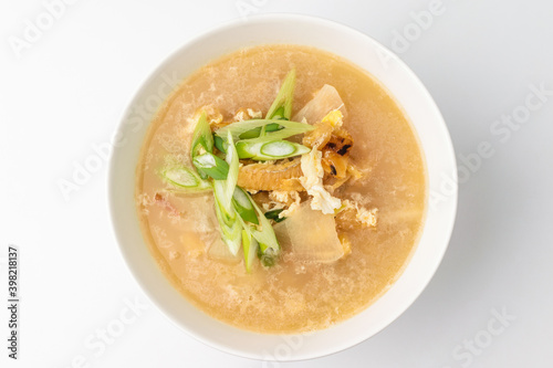 Dried Pollack Soup on White Background