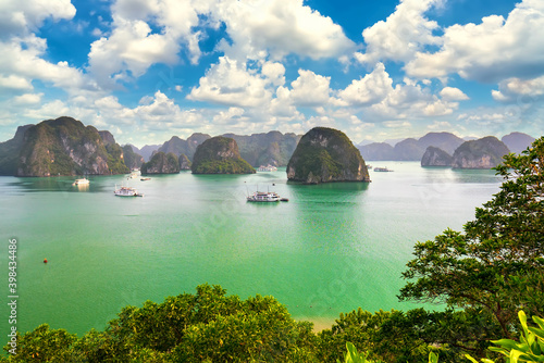 Dreamy scenic among the rocks of Halong Bay, Vietnam, This is the UNESCO World Heritage Site, it is a beautiful natural wonder in northern Vietnam