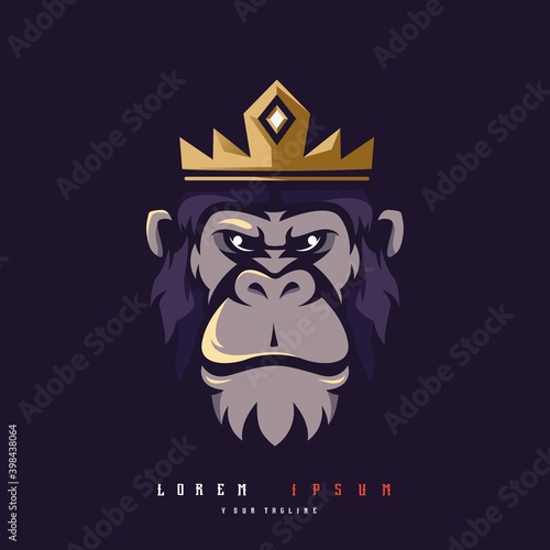 King kong mascot logo design vector with modern illustration concept style for badge, emblem and t-shirt printing. Primate illustration for sport team