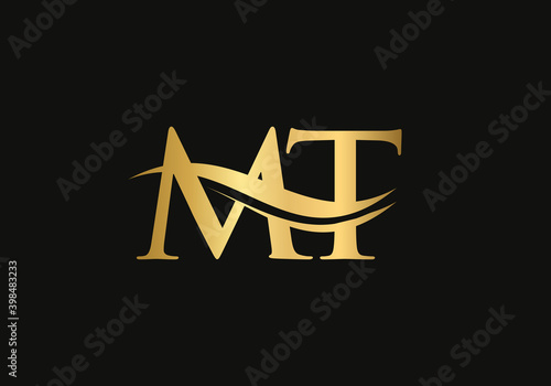 Letter MT Logo Design for business and company identity. Creative MT letter with luxury concept. Water Wave MT Logo Vector. 