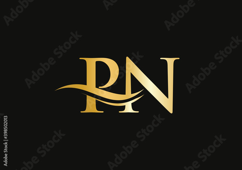 Letter PN Logo Design with water wave concept. PN letter logo design