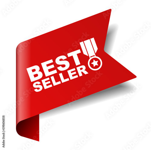 red vector illustration banner best seller