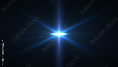 Abstract image of sun burst lighting flare.Abstract digital lens flare in black background horizontal warm