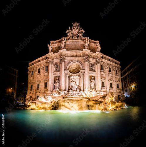 Fountain di Trevi viewed at night in Rome, Italy