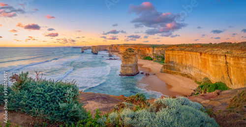 twelve apostles at sunset,great ocean road at port campbell, australia