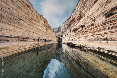 Ein Avdat Gorge is an oasis in the Negev Desert.