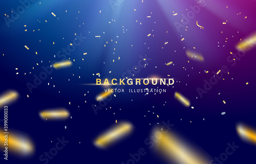 Abstract background. Party, Celebration or special birthday background with golden shiny glitters or ribbon falling in gradient background. Creative and Modern design in EPS10 vector illustration.