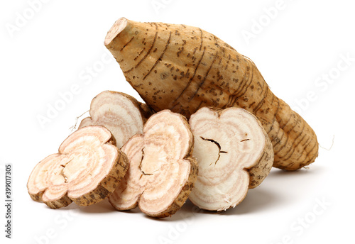 Root of kudzu vine,puerarin Isolated on a white background 