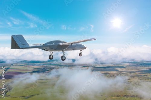 Unmanned aerial vehicles in the sky over the territory of patrol.