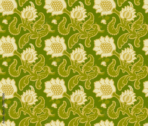 花柄・ダマスク シームレスパターン floral damask seamless pattern