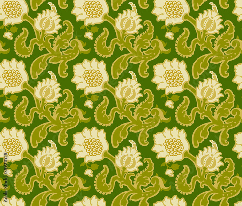 花柄・ダマスク シームレスパターン floral damask seamless pattern