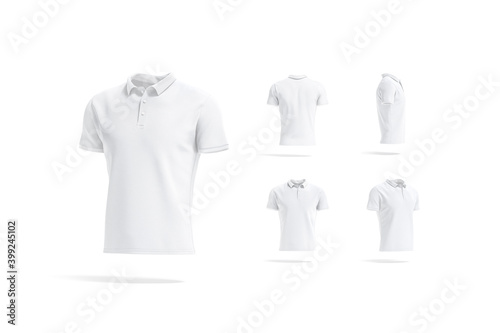 Blank white polo shirt mockup, different views
