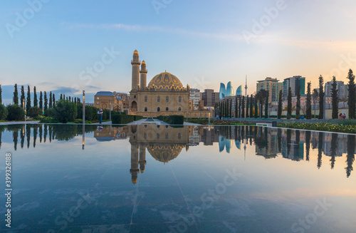 Sunset in one of the parks in Baku