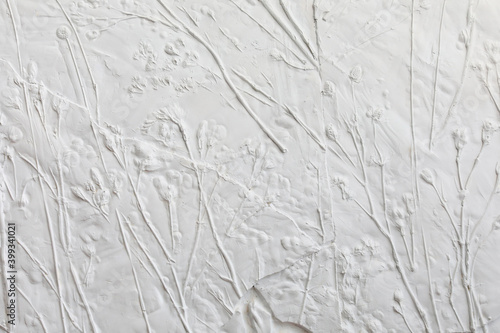 Botanical bas-relief made of wildflowers and gypsum - home interior decoration for wall and frame
