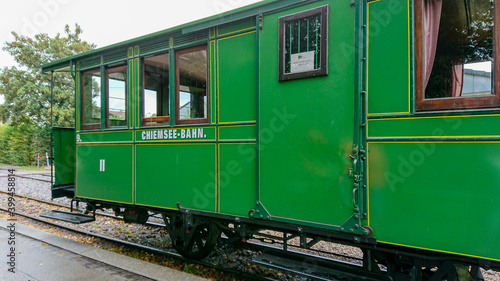 Prien am Chiemsee, Bavaria, Germany - August 30, 2018: Chiemsee-bahn - The train and cars of the tourist railroad were built in 1887