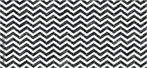 Drawing Chevron zigzag line pattern. Black and white. Memphis style. Flat vector hand draw zig zag sign. Chevrons wave line. Wavy stripes background. Retro pop art 80's 70's years. 