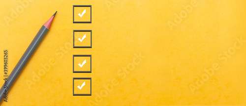 marking on checklist box. Checklist concept, copy space