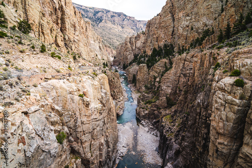 Canyon and Shoshone River at the Buffalo Bill Dam in Cody Wyoming