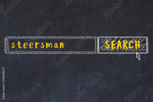 Chalk sketch of browser window with search form and inscription steersman