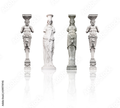 Marble Caryatid isolated isolated on white background