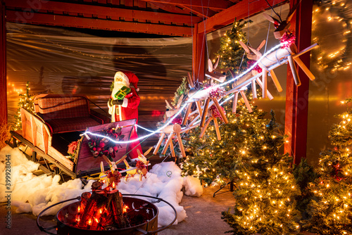 Santa with reindeer christmas display