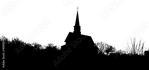 Silhouette oh church and trees