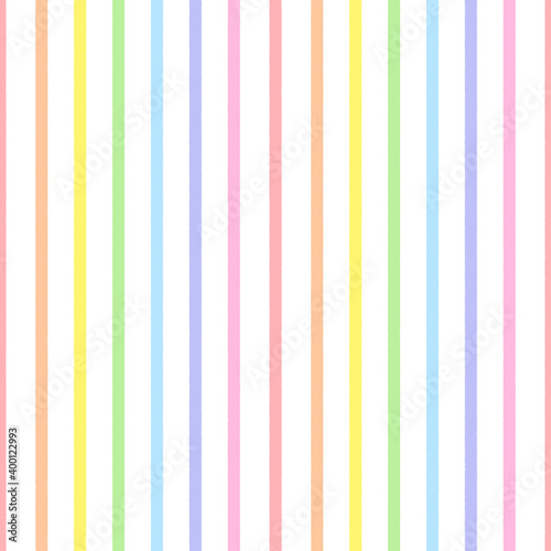 Rainbow seamless vertical striped pattern, vector illustration. Seamless pattern with rough pastel colorful lines. Kids pastel rainbow geometric background with rough lines
