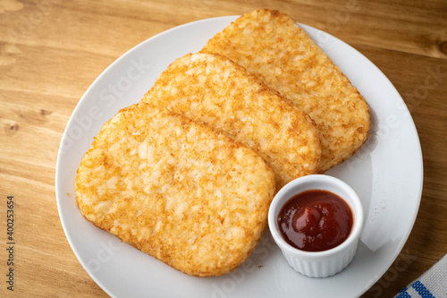 hash brown on white plate